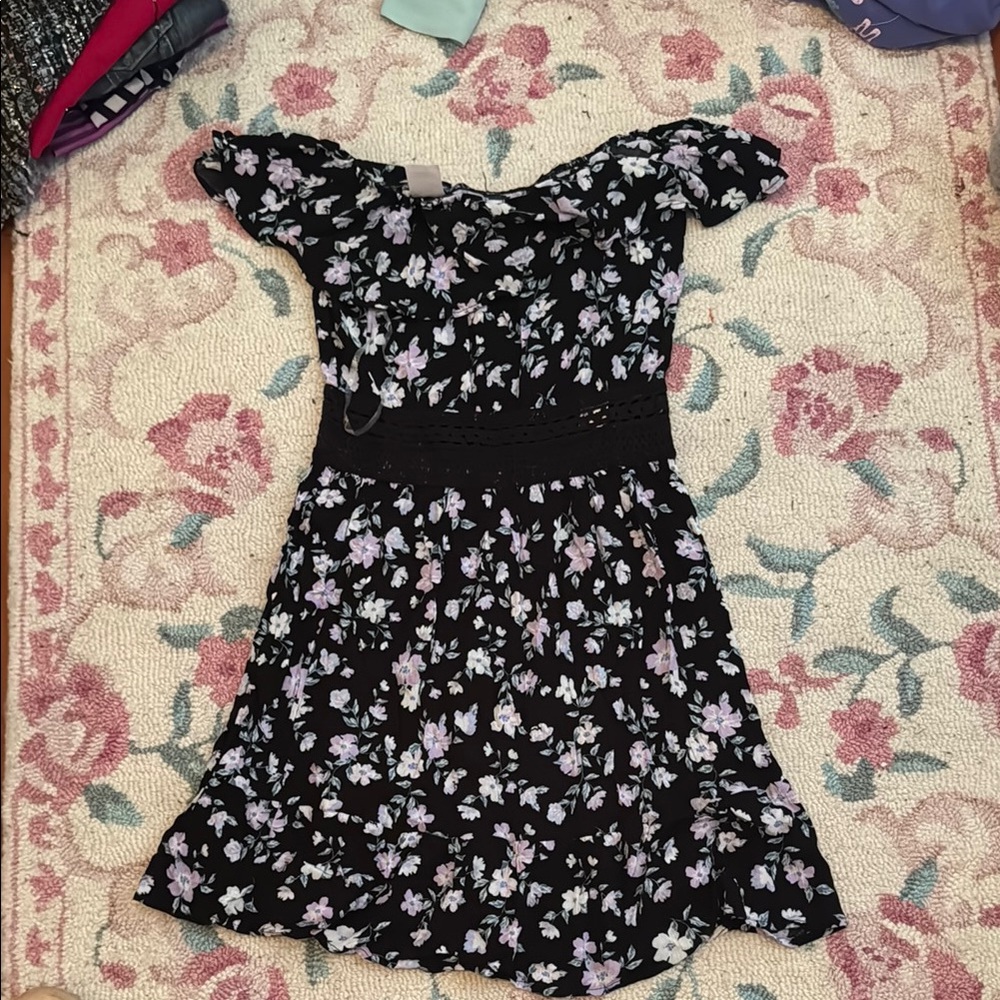 Floral Black and Purple Dress